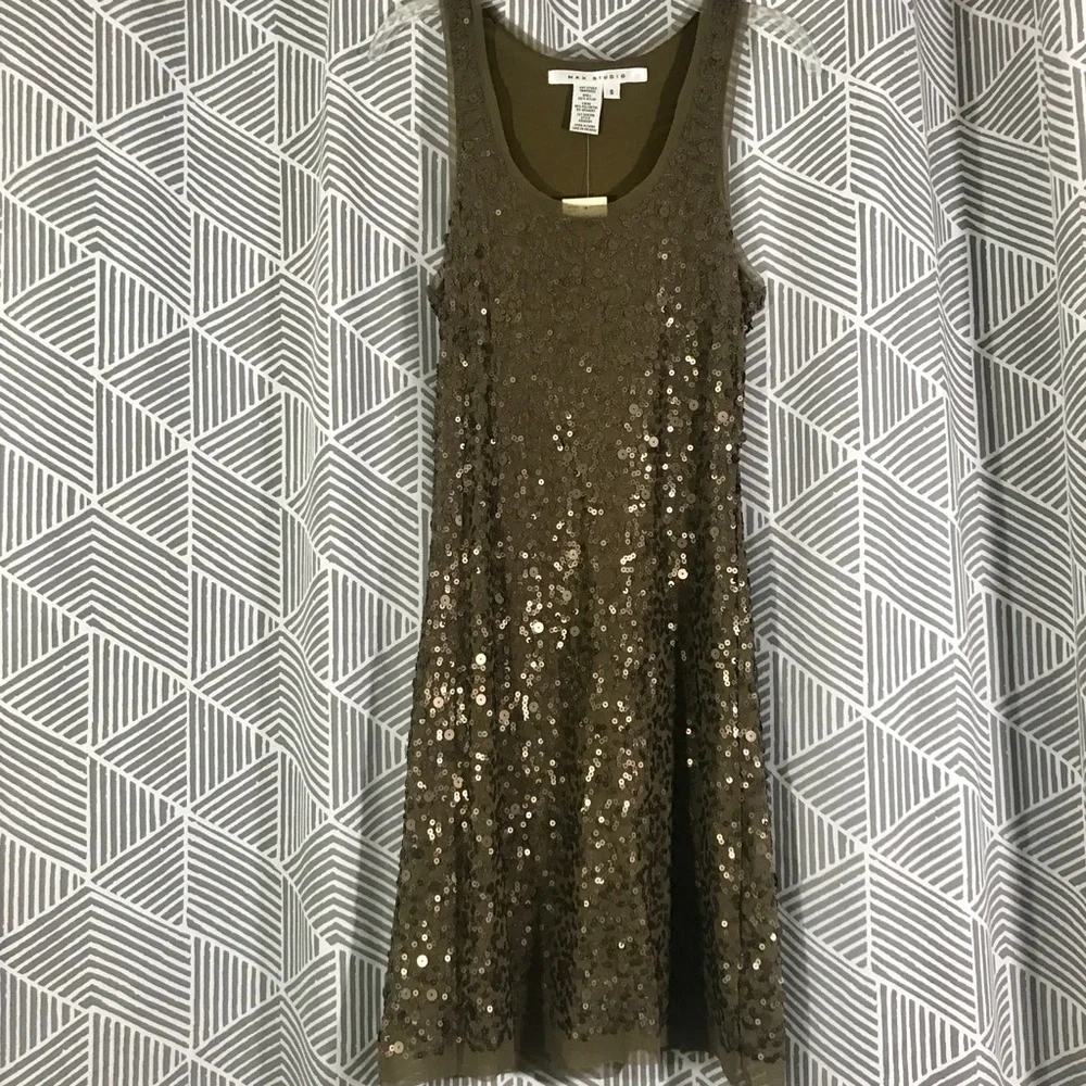 Max Studio Party Cocktail Sequin Bronze Dress Size Small